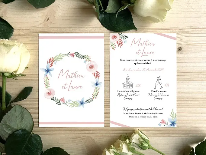 Collection mariage permanente fleuri pastel - faire-part Collection mariage permanente fleuri pastel - faire-part